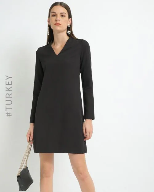 V-neck Shift Dress