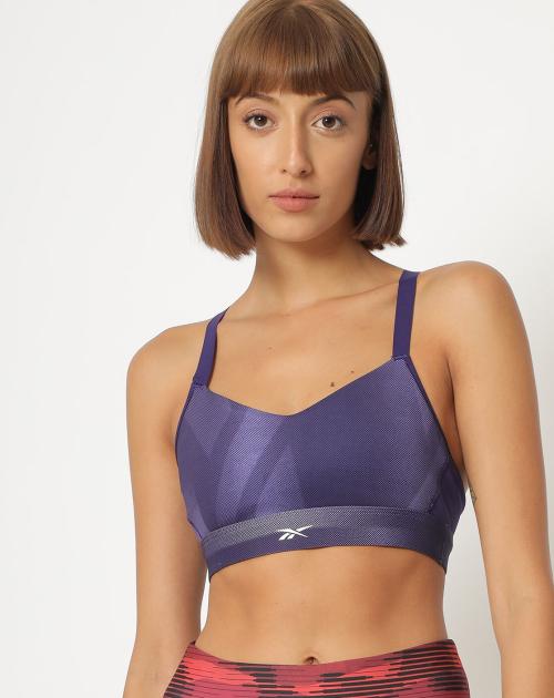 Printed Sports Bra with Criss-Cross Back