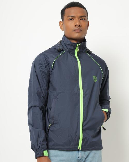 Zip-Front Hooded Reversible Waterproof Jacket