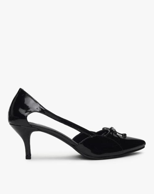 Pointed-Toe Kitten-Heel Pumps with Cutouts