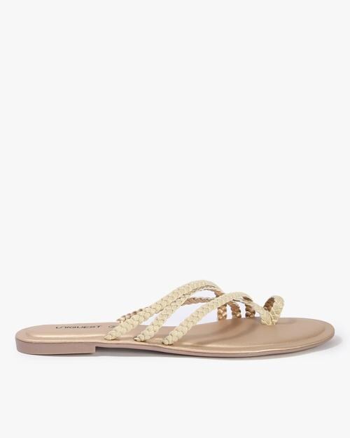 Toe-Ring Flat Sandals with Braided Straps