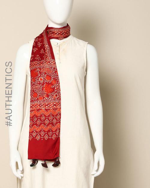 Handblock Ajrak Print Modal Stole