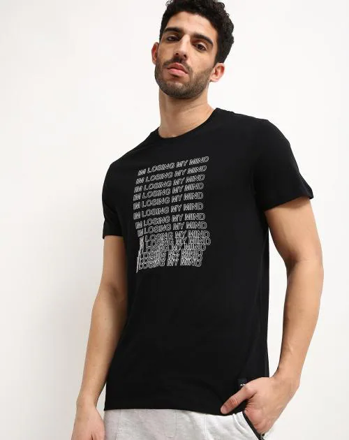 Typographic Print Slim Fit Crew-Neck T-shirt