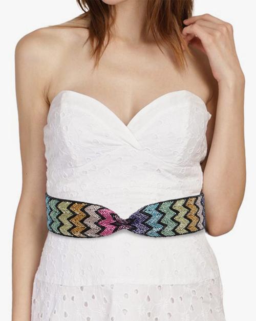 Bead-Embellished Belt with Button Closure