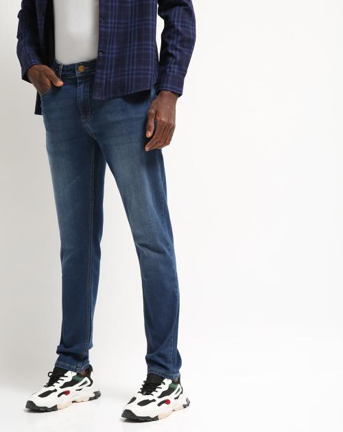 mid rise washed jeans