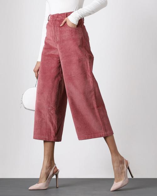 Women Ribbed High-Rise Culottes