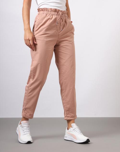 Women Cropped Slim Fit Paperbag-Waist Pants
