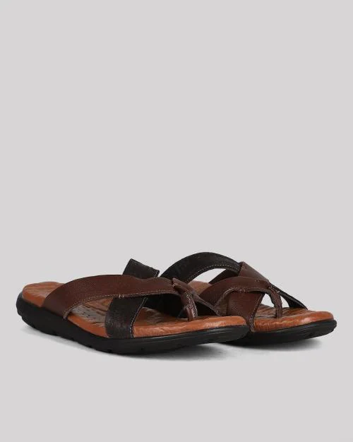 Men Criss-Cross Strap Slip-On Sandals