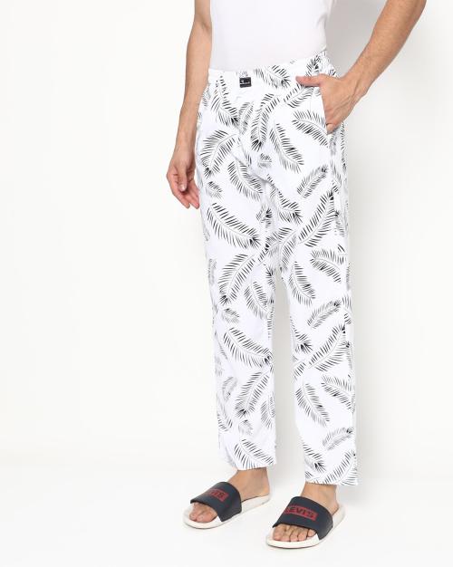 Leaf Print Lounge Pants with Side Pockets