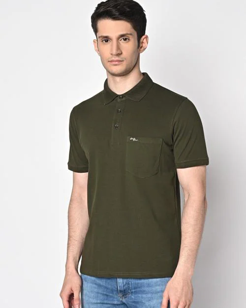 Cotton Polo T-shirt with Patch Pocket