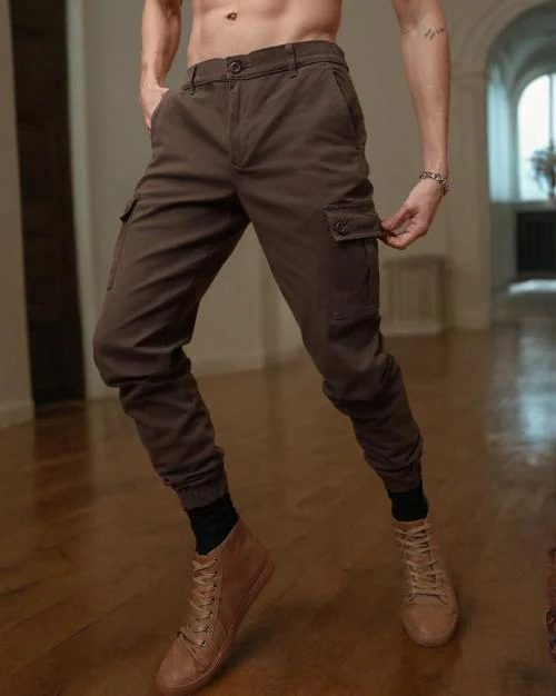 Slim Fit Flat-Front Cargo Pants