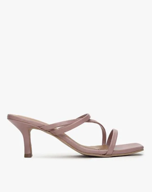 Strappy Slip-On Kitten Heels