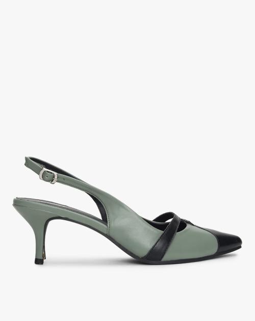 Women Kitten Heels with Buckle Closure