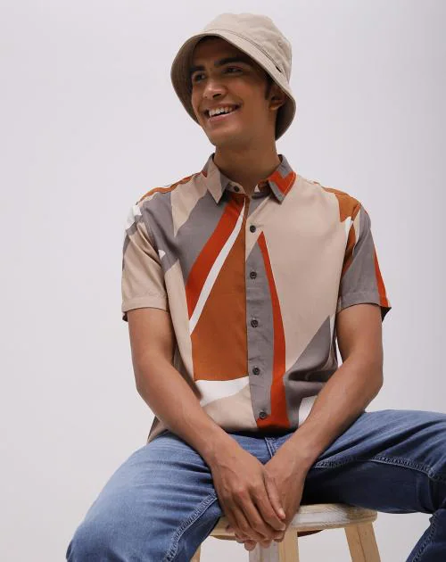 Abstract Print Short-Sleeve Resort Shirt