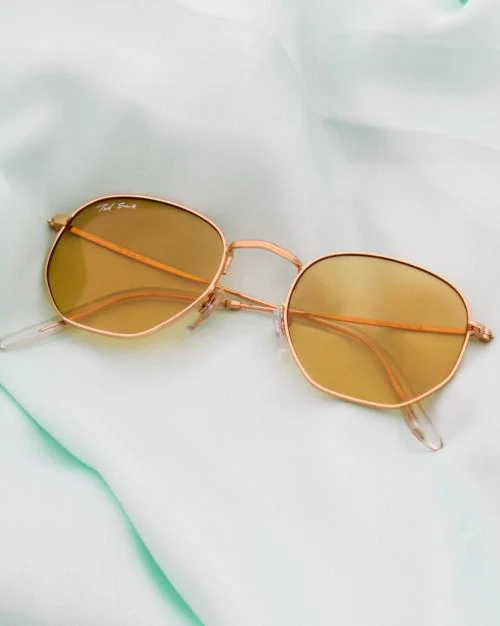 TS-3548-C.YELL UV-Protected Hexagonal Sunglasses