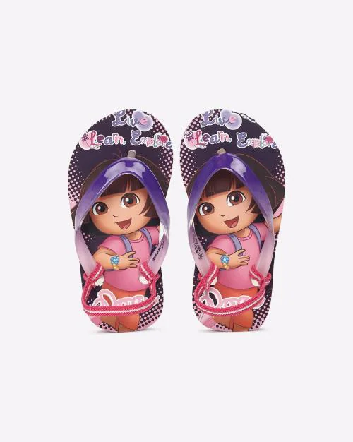 Dora Print Thong-Strap Slingback Flip-Flops