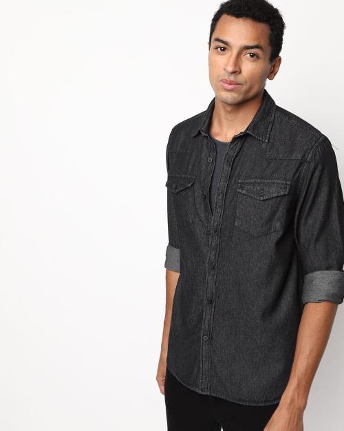 Panelled Shirt with Flap Pockets