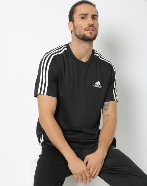 Aeroready Crew-Neck T-shirt with Contrast Stripes