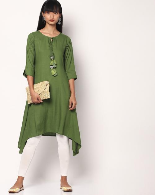 A-line Kurta with Asymmetrical Hemline