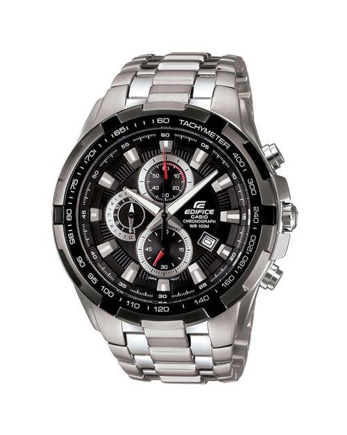 Men ED369 EDifice EF-539D-1AVUDF Black Analog Dial Silver Stainless Steel Band Watch