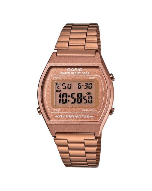 Men D128 Vintage B640WC-5ADF Rose Gold Digital Dial Rose Gold Stainless Steel Band