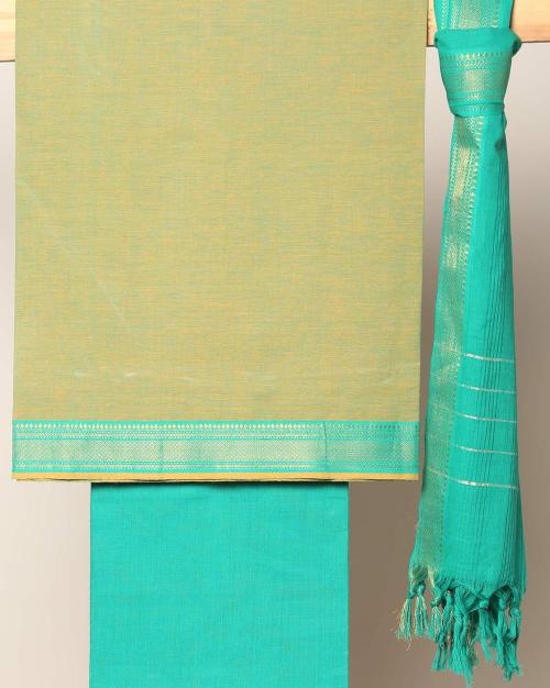 South Cotton 3-piece Dress Material with Zari Border