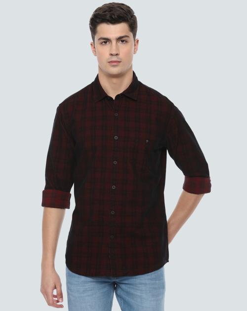 Checked Slim Fit Shirt with Patch Pocket
