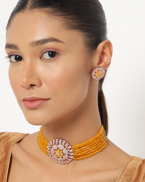 Buy Stone Embellished Necklace & Earrings Set TRD204 Online at Best Prices in India JioMart.