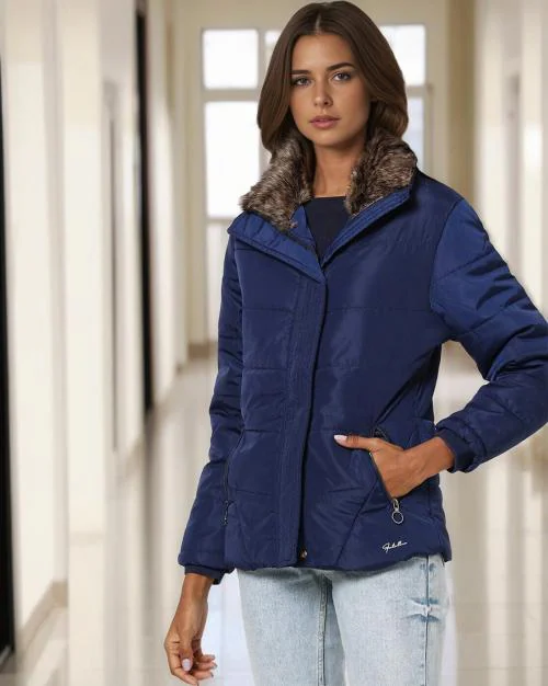 Puffer Jacket with Faux-Fur Lined Collar