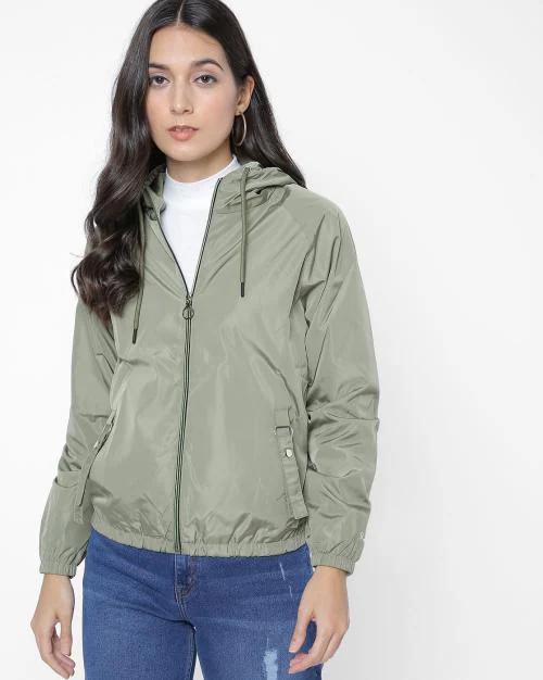 Zip-Front Hoodie with Raglan Sleeves