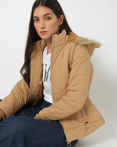 Buy Quilted ZipFront Jacket with FurLined Hood Online at Best Prices in India JioMart.
