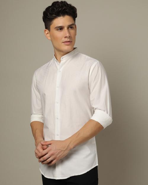 Shirt with Band Collar