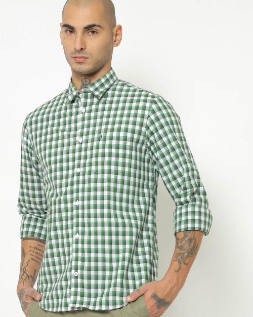 Checked Slim Fit Shirt with Patch Pocket