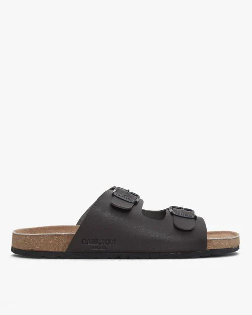 Slip-On Sandals with Buckle Closure