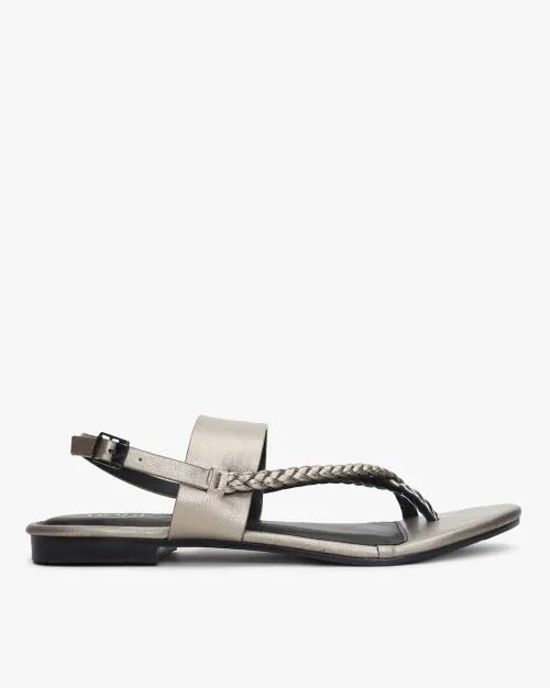 Braided-Strap Slingback Sandals