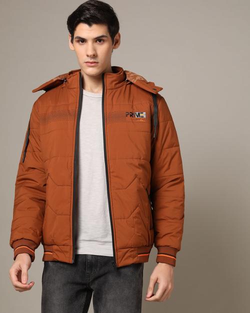 High-Neck Bomber Jacket with Detachable Hood