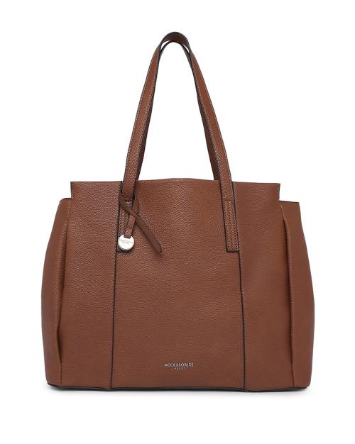 Textured Panelled Shoulder Bag with Dual Handles