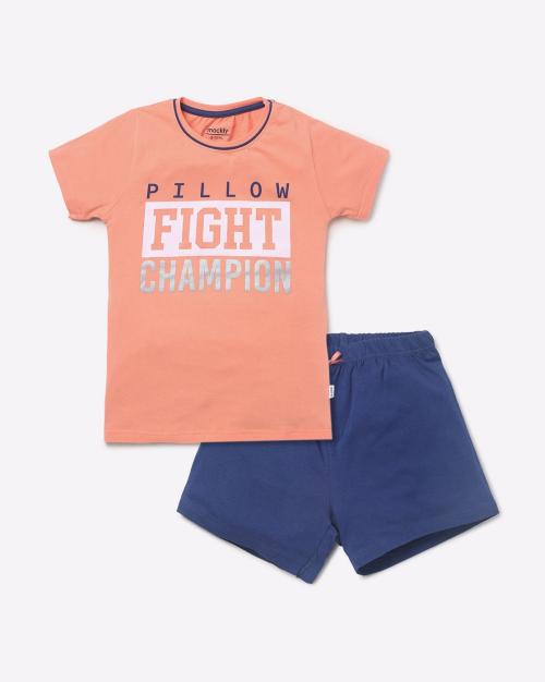 Typographic Print Top & Shorts