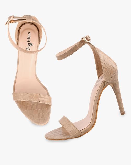 Reptilian Embossed Stilettos with Ankle Loop