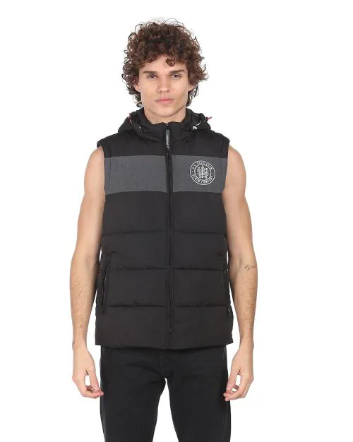 Men Colourblock Regular Fit Puffer Jacket