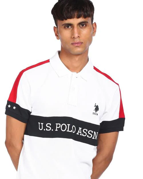 Men Brand Print Regular Fit Polo T-Shirt
