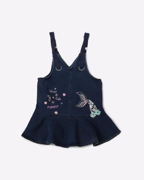 Sequinned Skater Dungaree Dress