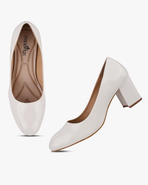 Round-Toe Block Heeled Pumps