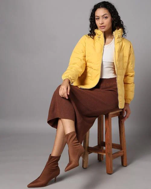 Women Quilted Regular Fit Bomber Jacket