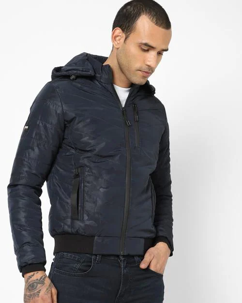 Camouflage Print Jacket with Detachable Hood