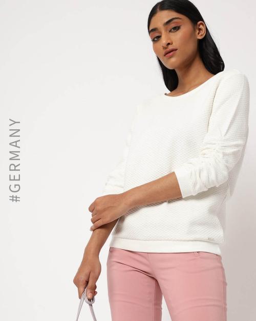 Crew-Neck Sweatshirt with Ribbed Hems