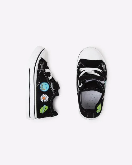 Smiley Print Shoes with Velcro Fastening