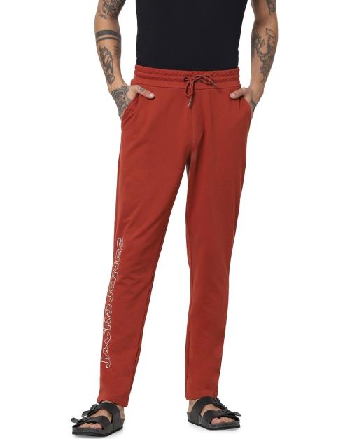 Buy Men Brand Print Track Pants with Slip Pockets Online at Best Prices