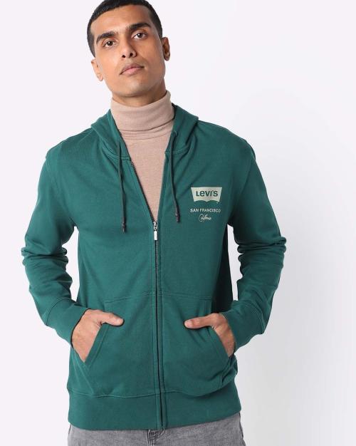 Zip-Front Hoodie with Split Kangaroo Pocket