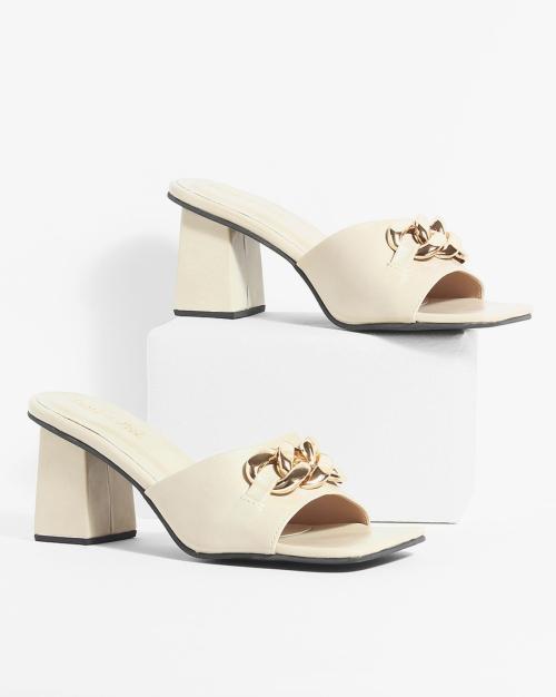 embellished chunky heels